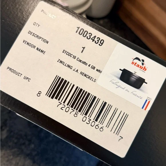 🤍 Staub 4qt Cast Iron Dutch Oven – White Truffle, Original Packaging - Picture 10 of 12